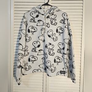 Snoopy Peanuts Juniors Pullover 1/4 Zip with Hood 100% Polyester Sweatshirt